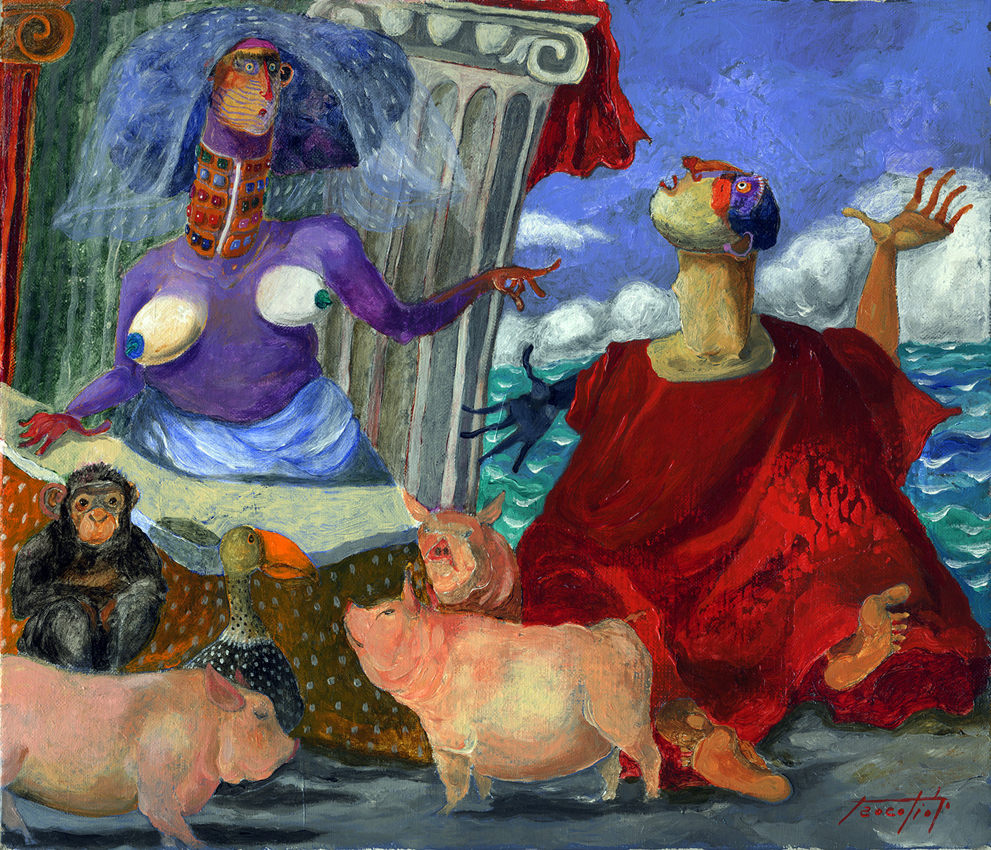 Pittura – Acrilico su tela Pino Procopio – Glauco e Circe