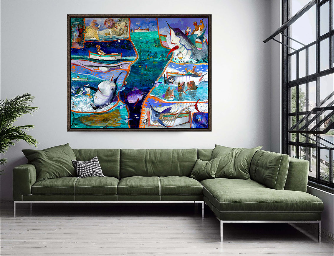 Pittura – Acrilico su tela Pino Procopio - Il vecchio e il mare