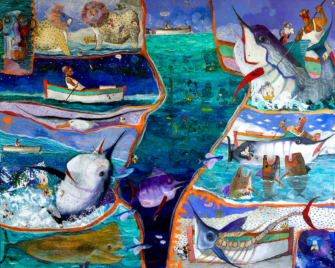 Pittura – Acrilico su tela Pino Procopio - Il vecchio e il mare