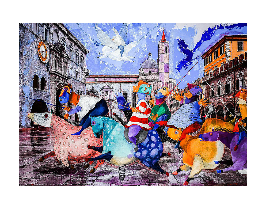 Fine Art Giclèe Pino Procopio - Accadimento in piazza