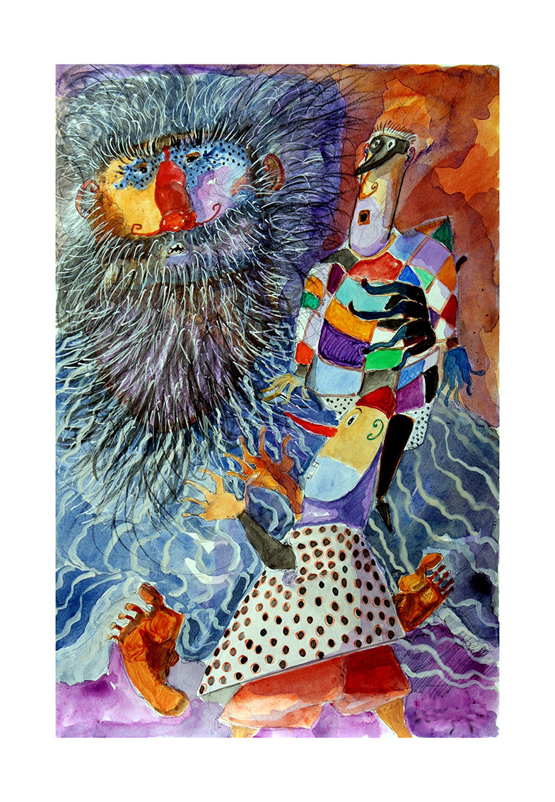Fine Art Giclèe Pino Procopio - Arlecchino e Mangiafuoco