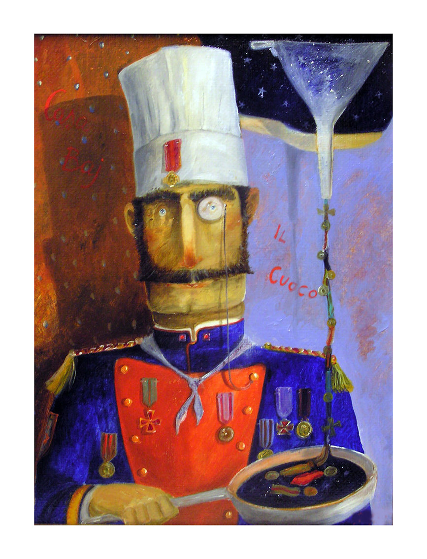 Opera multipla Giclèe Pino Procopio - Il cuoco 17x13