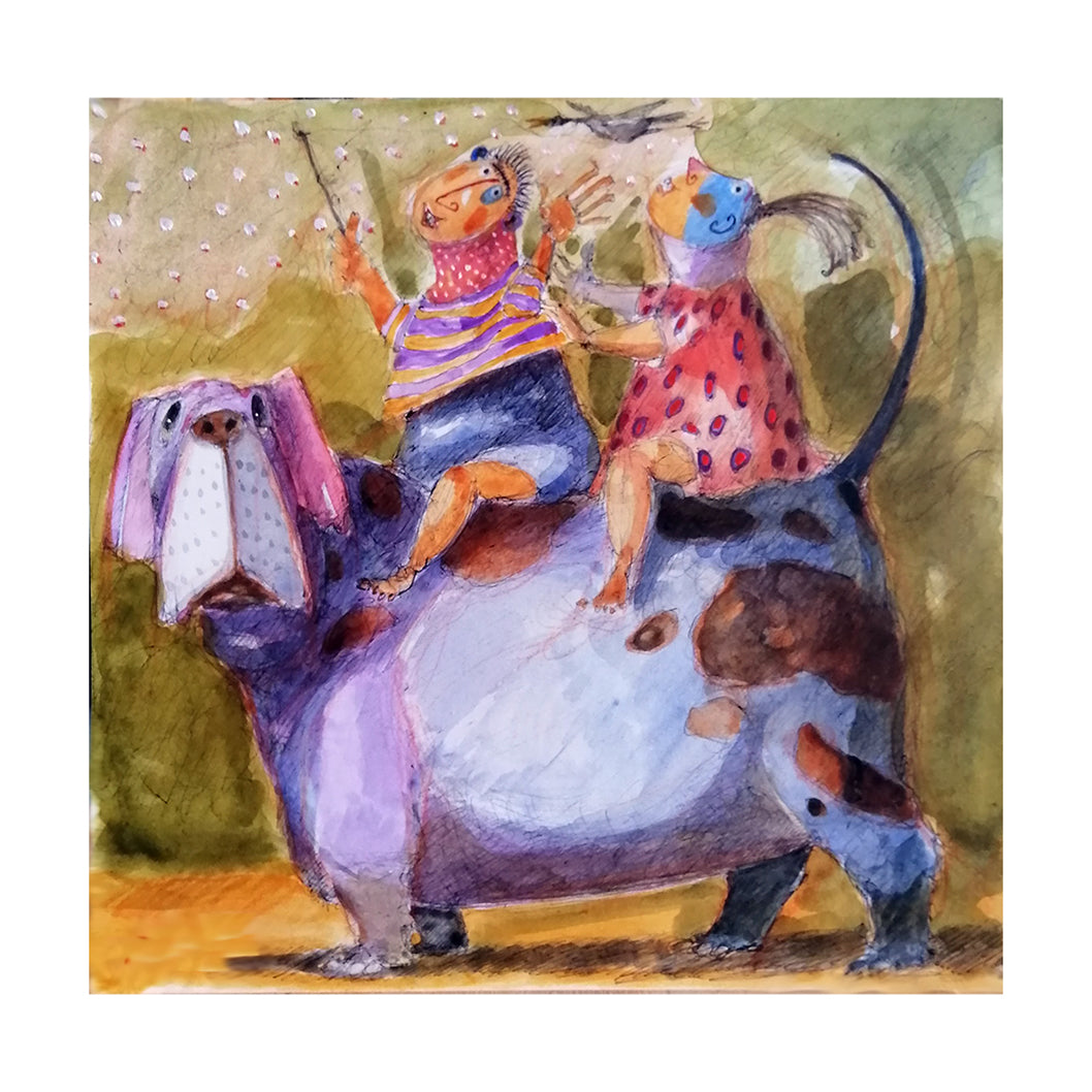 Fine Art Giclèe Pino Procopio - In due sul cane