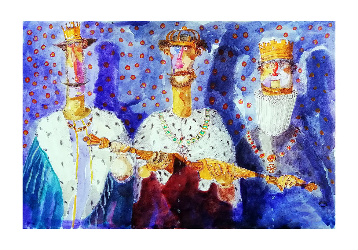 Opera multipla Giclèe Pino Procopio - Uno scettro per tre re 14x20