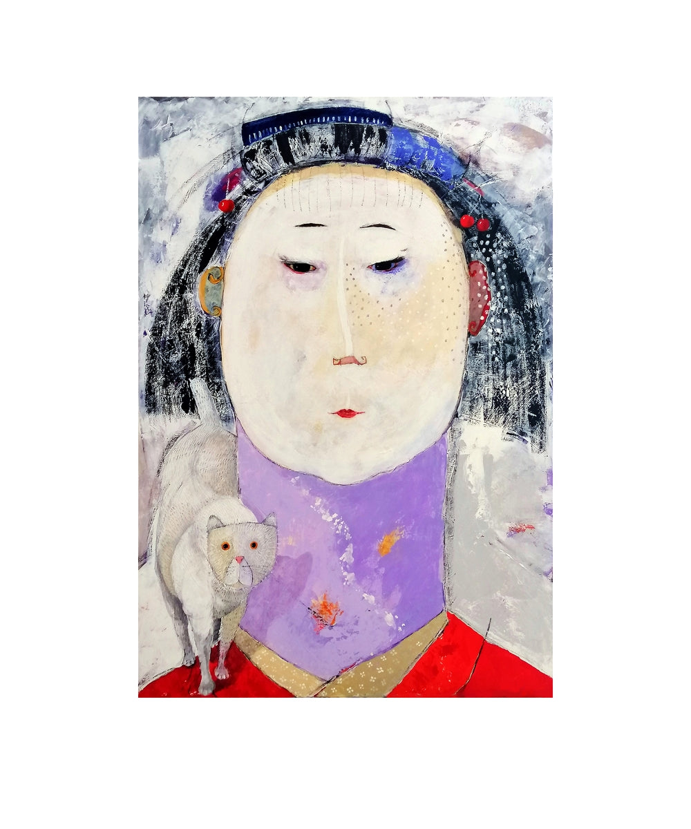 Fine Art Giclèe Pino Procopio - Il gatto bianco e la geisha