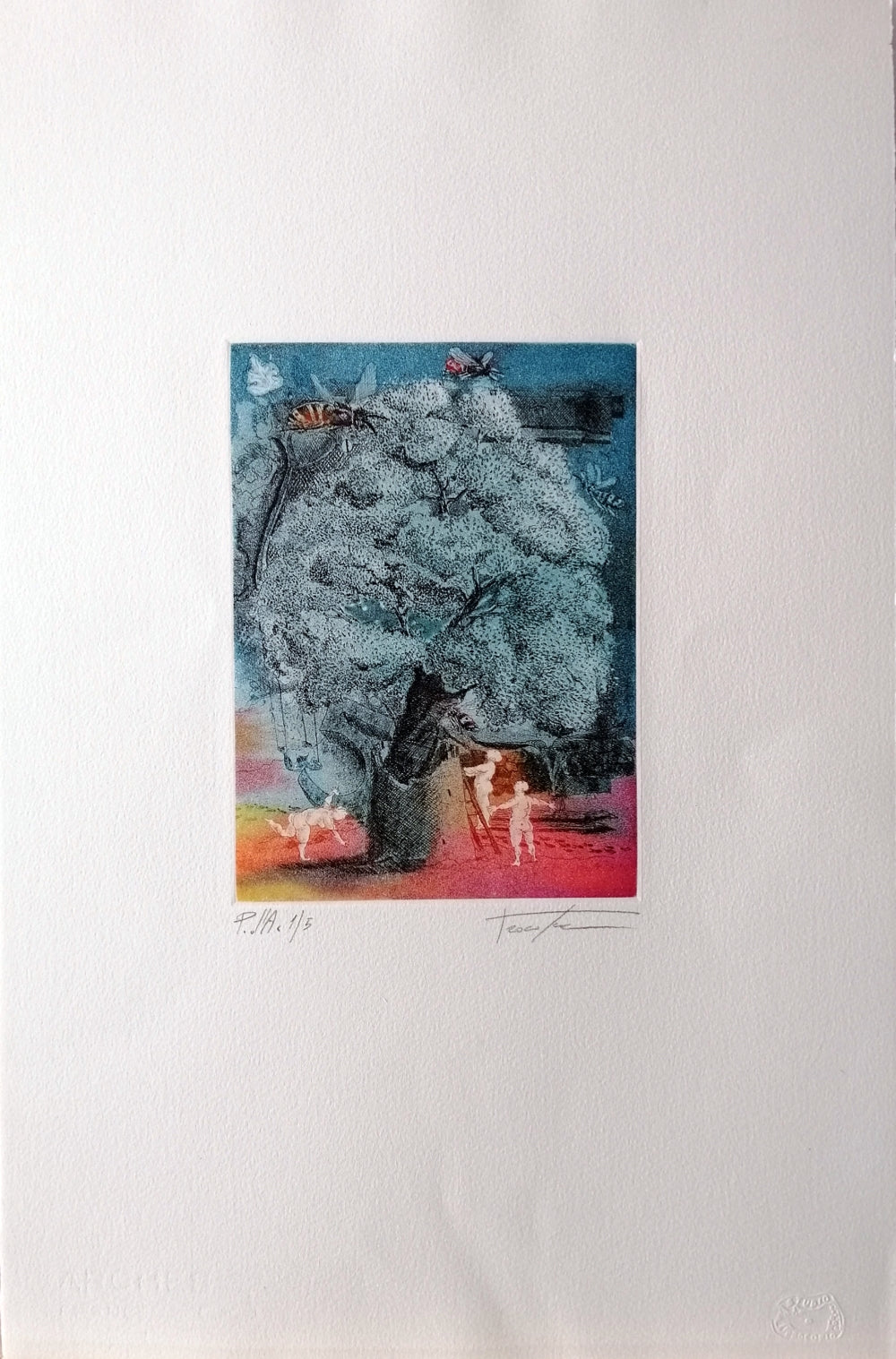Print - Monotype Etching Pino Procopio - L'albero del bene e del male