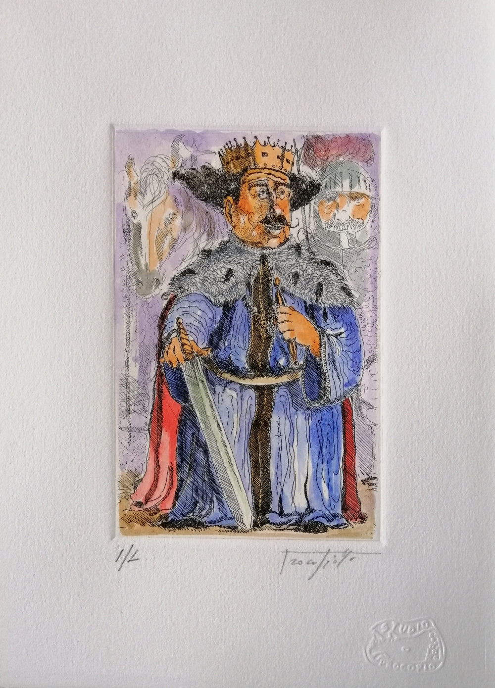 Print - Etching Pino Procopio - Il re