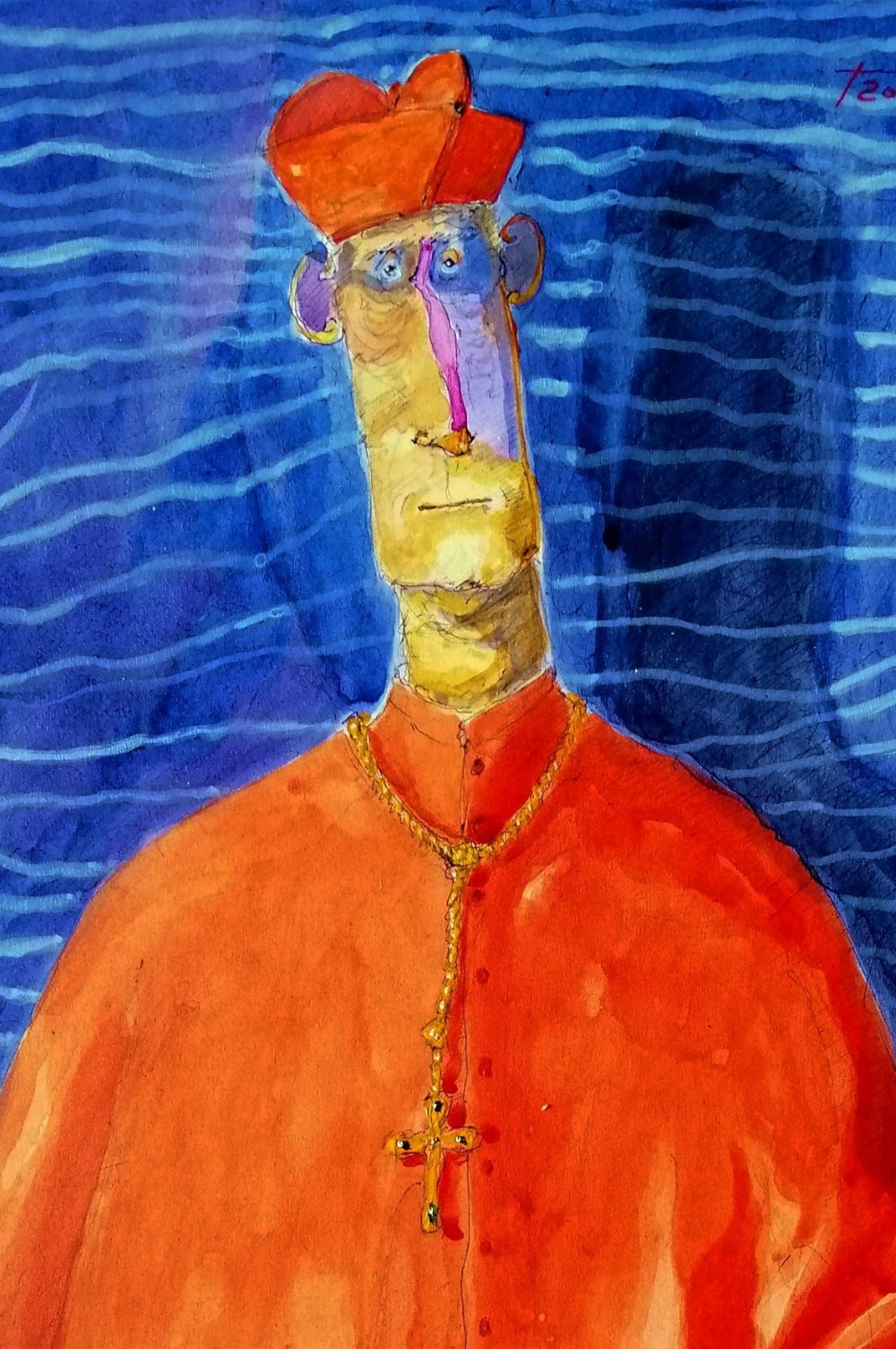 Pittura - Acquerello Pino Procopio- Il cardinale