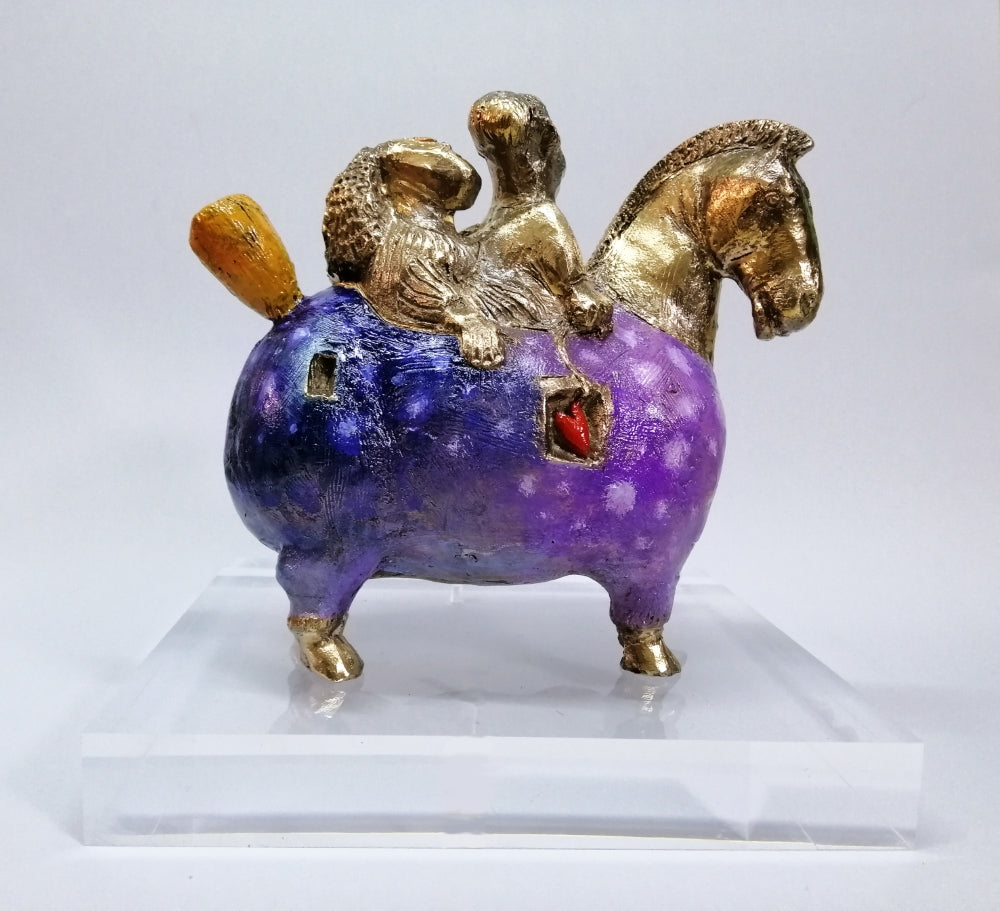 Scultura in bronzo e smalto Pino Procopio - Cavallo d'amore