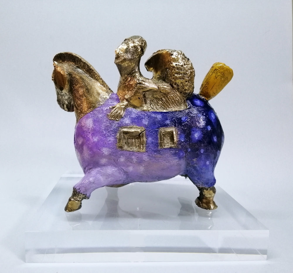 Scultura in bronzo e smalto Pino Procopio - Cavallo d'amore