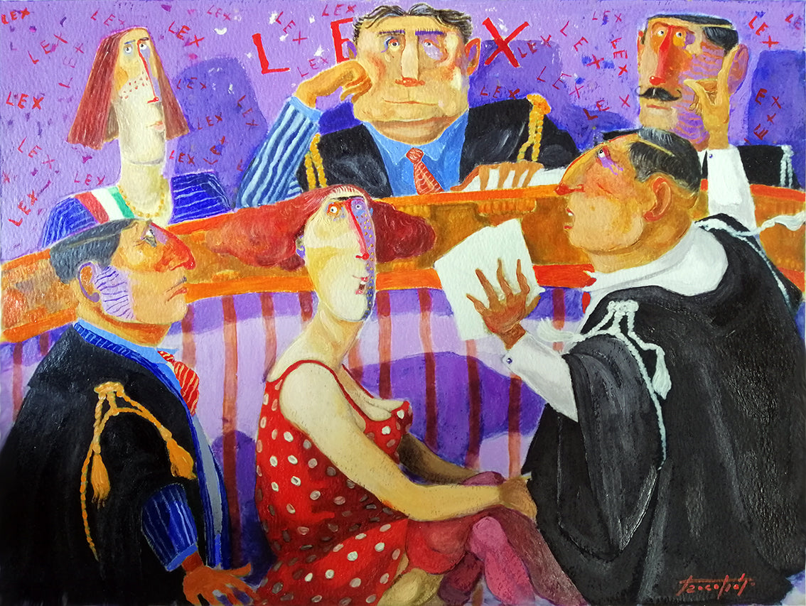 Pittura - Tecnica mista su carta applicata Pino Procopio - La difesa