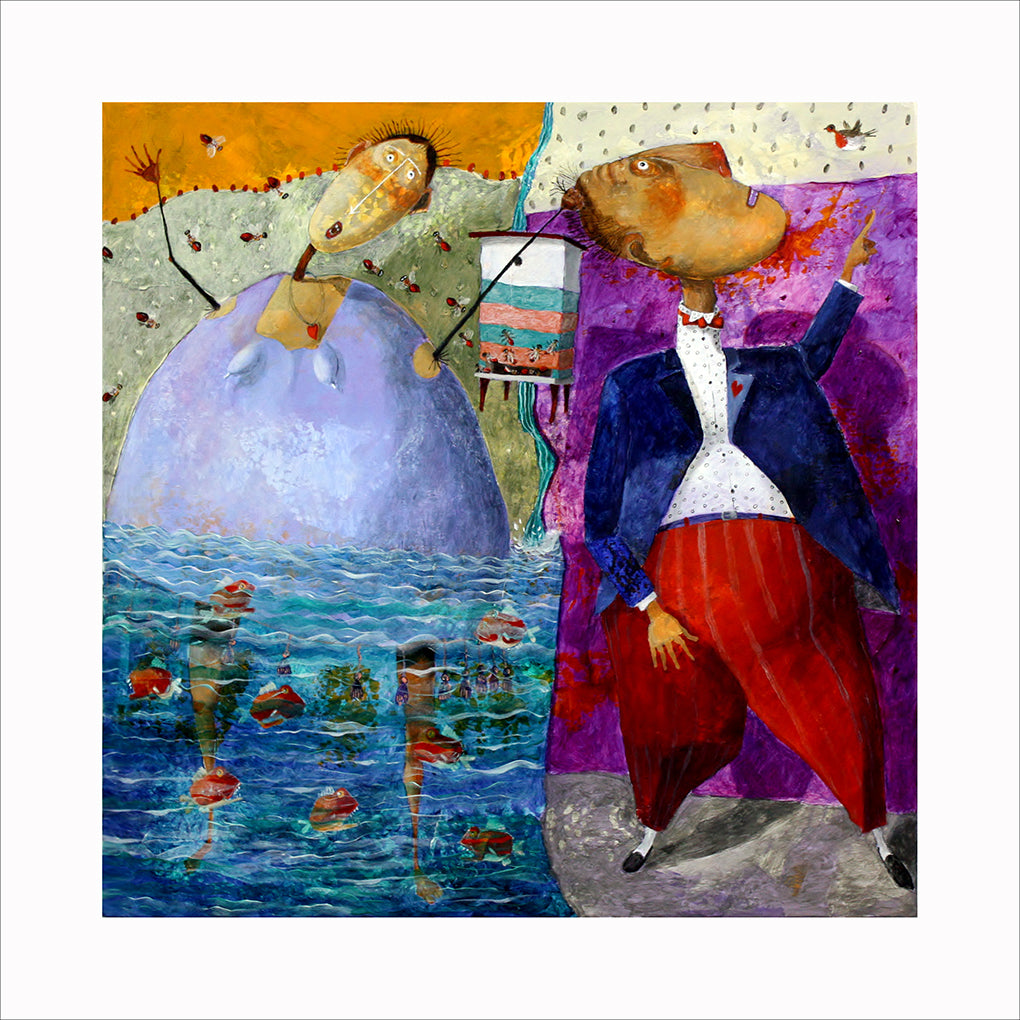 Fine Art Giclèe Pino Procopio - Il cervo alla fonte e il leone