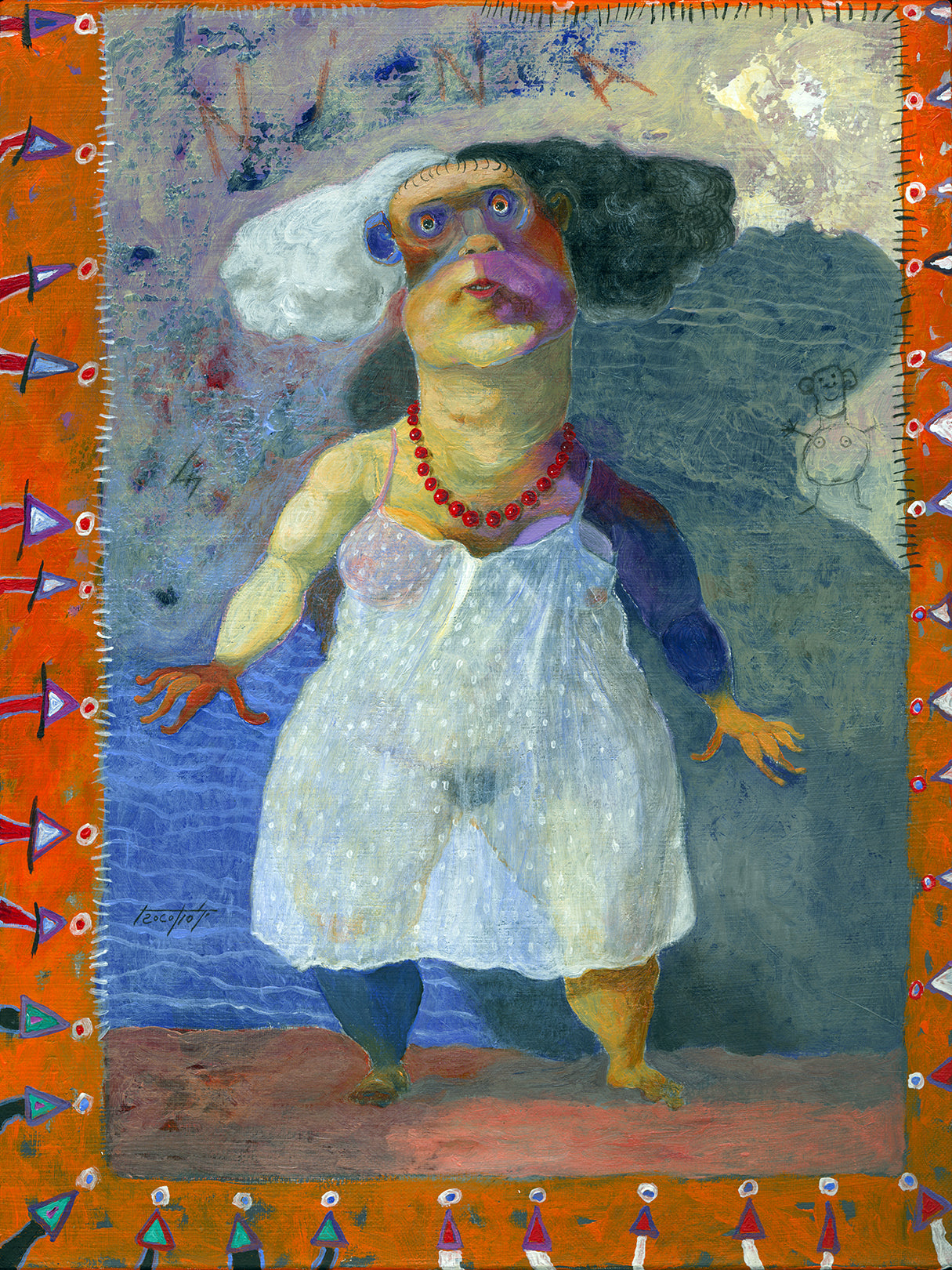 Pittura – Acrilico su tela – Pino Procopio – Nina con la collana di corallo