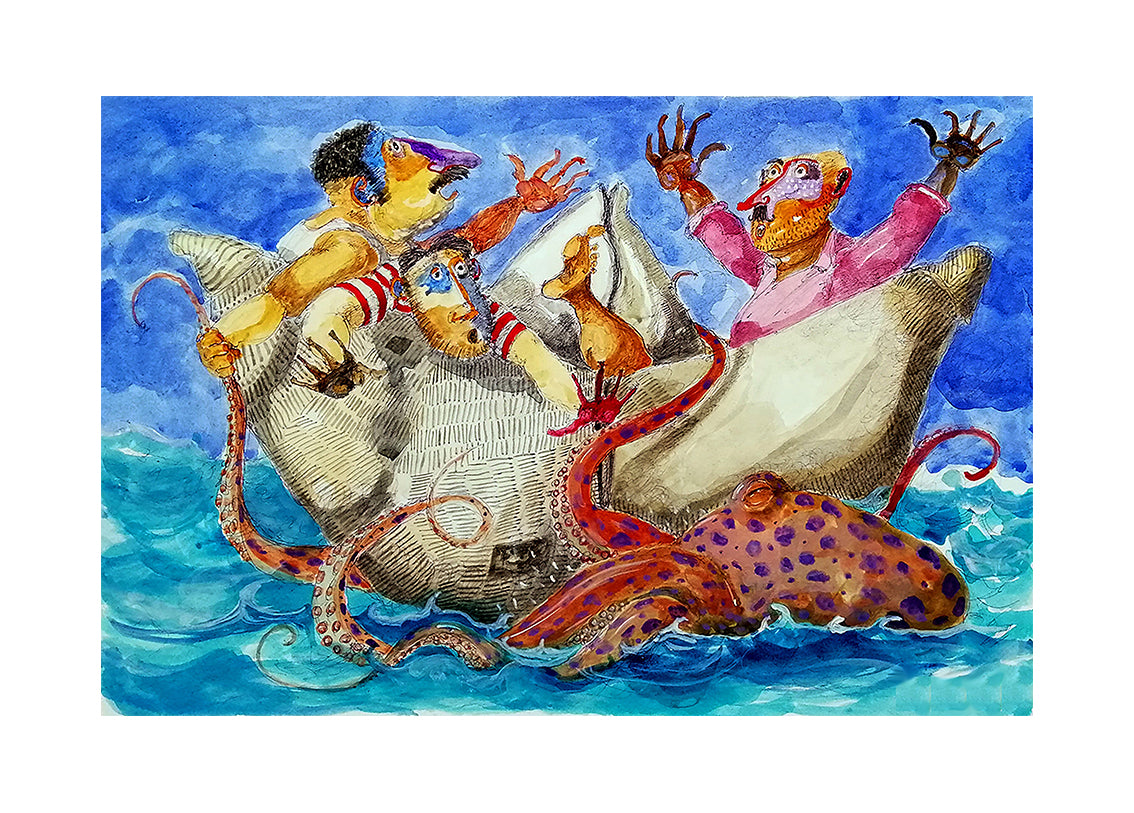 Fine Art Giclèe Pino Procopio - In un mare pericoloso 15x10