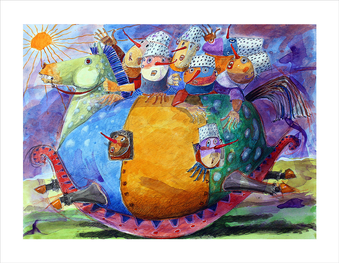 Fine Art Giclèe Pino Procopio - La cavalcata dei bugiardi