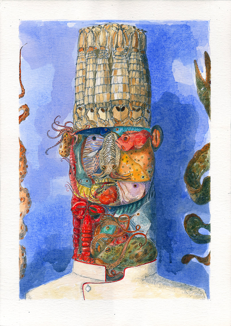 Opera multipla Litografia Pino Procopio-Il cuoco di Arcimboldo cm50x70