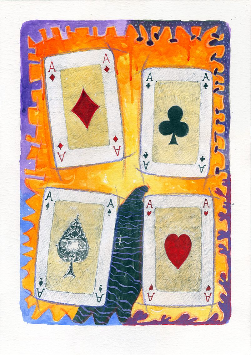 Opera multipla Litografia Pino Procopio - Poker d'assi cm.50x70