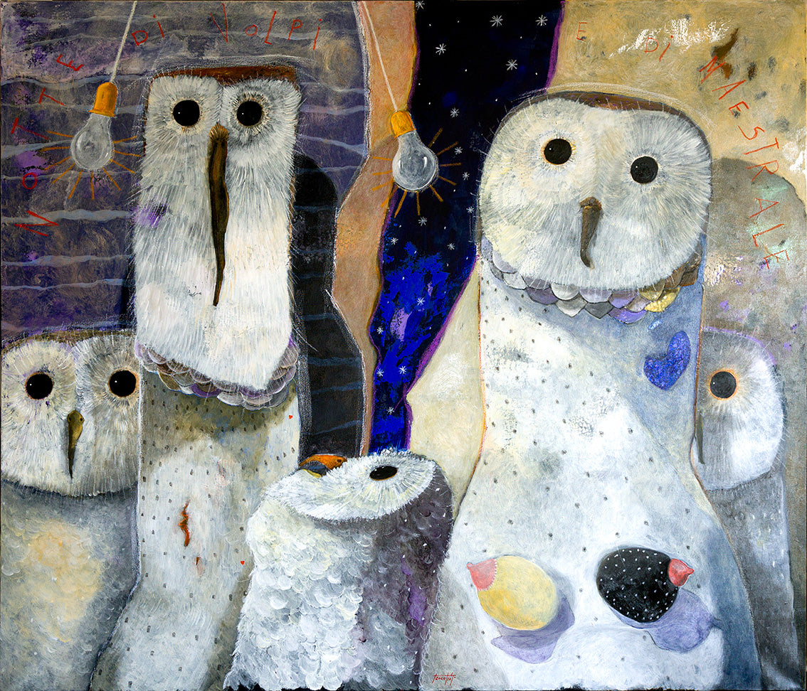 Pittura - Acrilico su tela Pino Procopio - Notte di volpi e di Maestrale