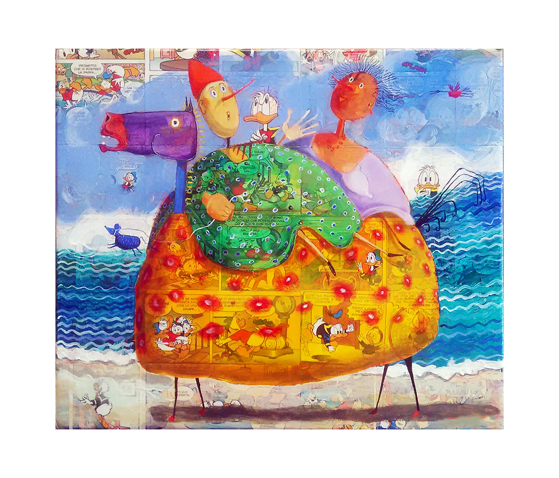 Fine Art Giclèe Pino Procopio - Discussione in riva al mare