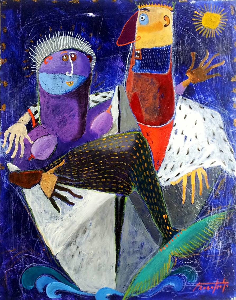 Pittura - Tecnica mista su tela Pino Procopio - La sirena e il re