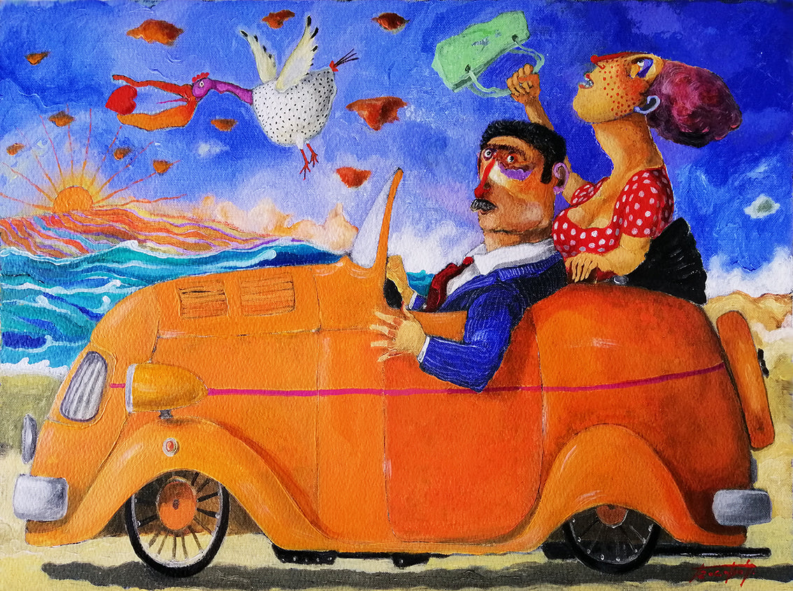 Pittura - Tecnica mista su carta applicata Pino Procopio - Cuore rapito