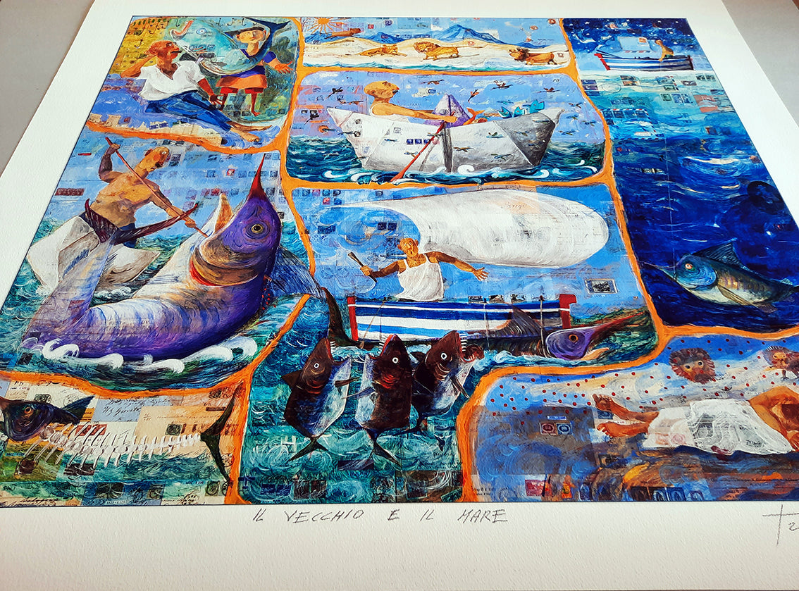 Fine Art Giclèe Pino Procopio - Il vecchio e il mare 70x80